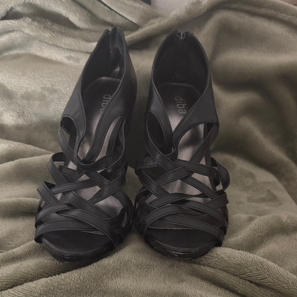 Diba Elegant Black Strappy Heels